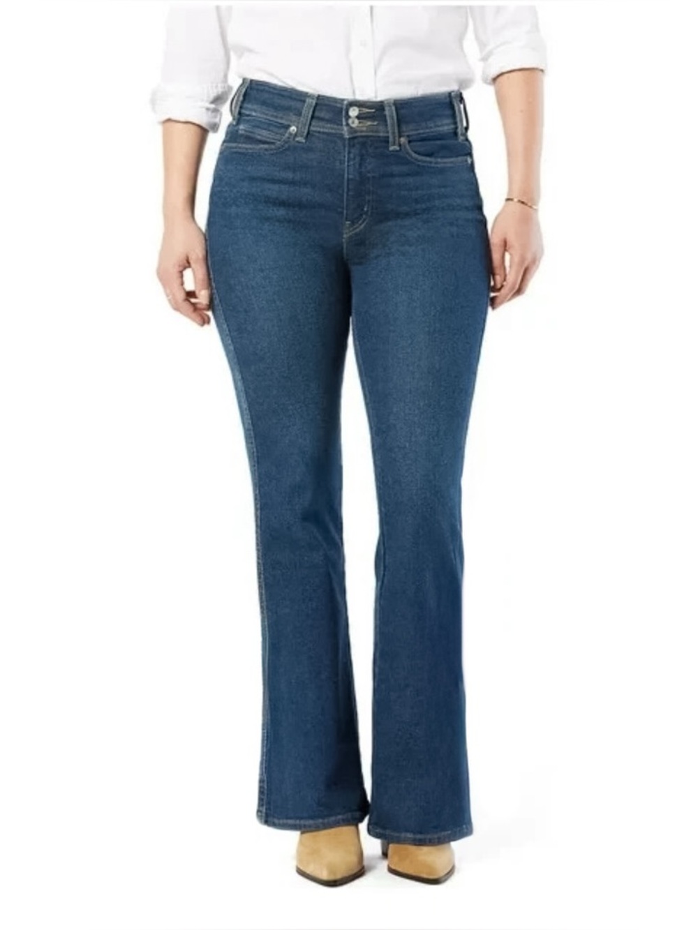 Levi Strauss Signature Heritage High Rise Flare Jeans Double Button